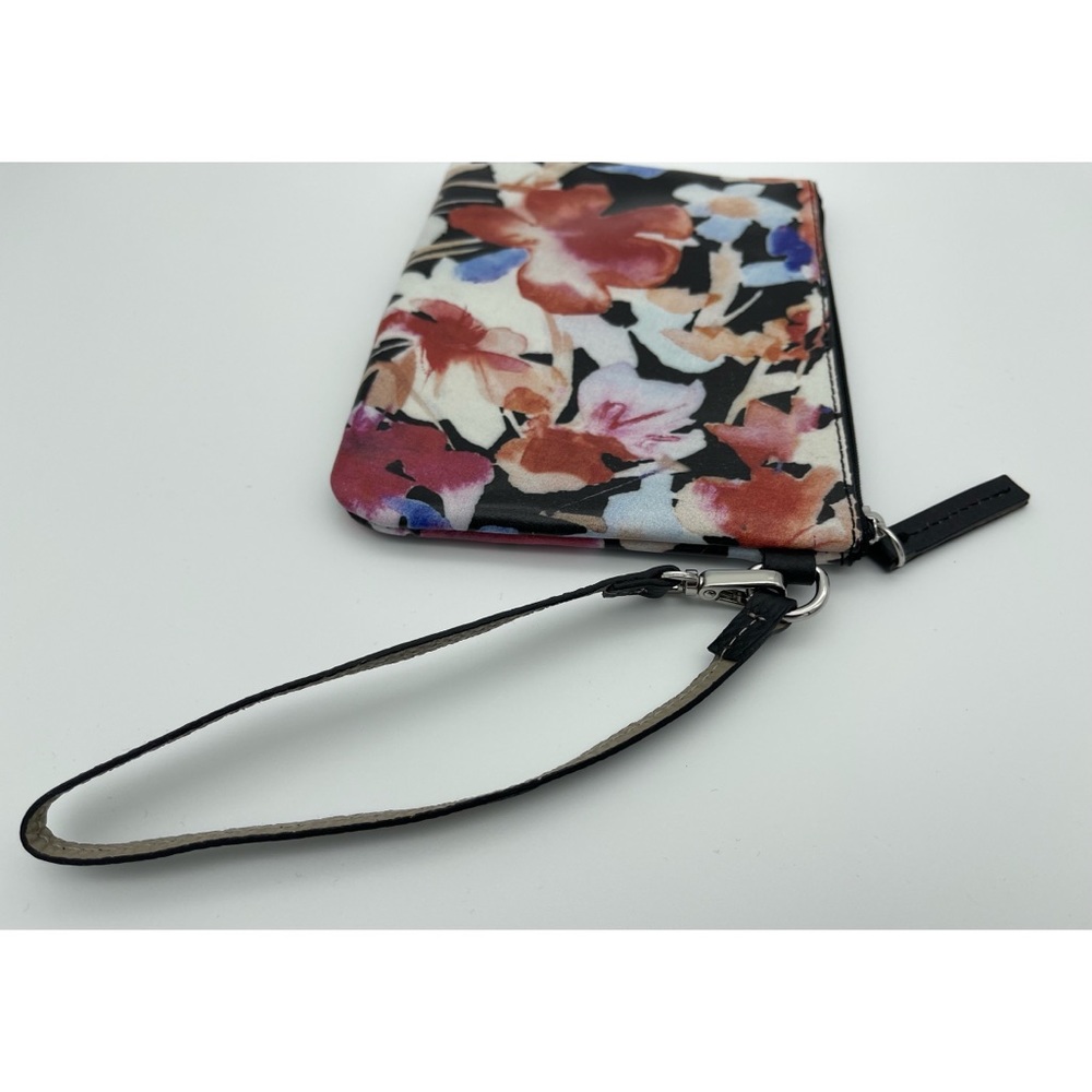 Lodis Floral Coated Leather Wristlet Zip Pouch Clutch Travel - Picture 4 of 6